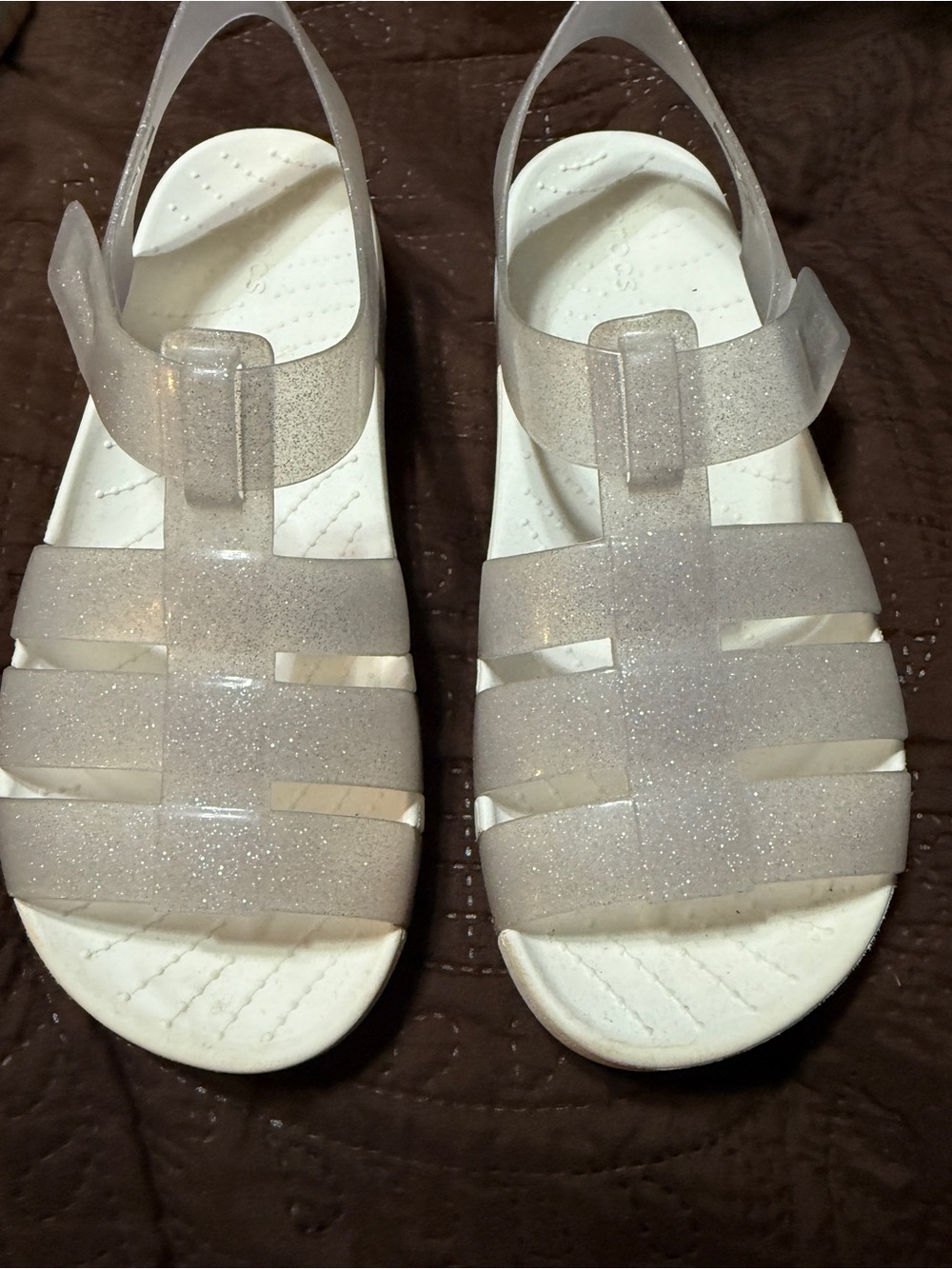 CROCS Kids Glitter Jelly Sandals in Clear